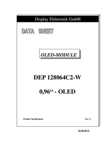 Display Elektronik OLED-Display Weiß 128 x 64 Pixel DEP128064C2-W von Display Elektronik