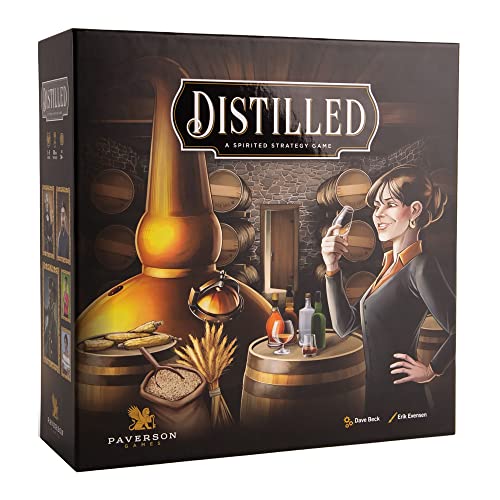Distilled: Ein witziges Strategiespiel, hochthematisches Eurospiel, Kampf um den Titel Master Distiller, 1 bis 5 Spieler, ab 14 Jahren von Distilled
