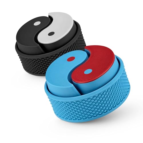 Distractibles Yin Yang Fidget Clicker Spielzeug mit befriedigendem Klick, 2er-Pack mit Umhängeband, Schwarz und Blau, reduziert Stress und Angst von Distractibles