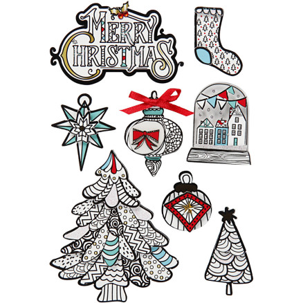 3D-Aufkleber, grafische Weihnachtsmotive, H: 32-80 mm, B: 25-65 mm, 8 Stück / 1 Pk. von Diverse