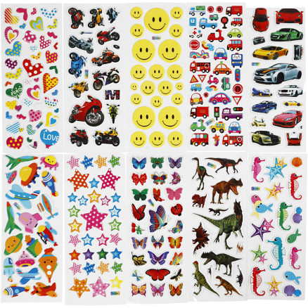 3D-Sticker, Größe 7x17 cm, 20 Bl./ 1 Pck von Diverse