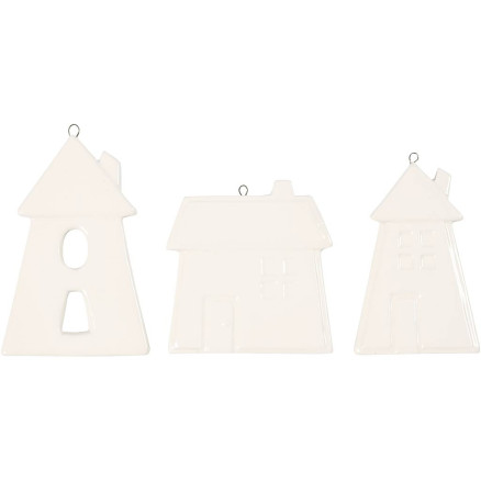 Anhänger, Häuser, H 7,6-9,7 cm, Weiß, 18 Stk/ 1 Pck Anhänger, Häuser, H 7,6-9,7 cm, Weiß, 18 Stk/ 1 Pck von Diverse