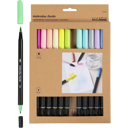 Aquarell-Filzstifte, Pastellfarben, Strichstärke 2+4-8 mm, Sortierte Farben, 12 Stk/ 1 Pck Aquarell-Filzstifte, Pastellfarben, Strichstärke 2+4-8 mm, Sortierte Farben, 12 Stk/ 1 Pck von Diverse