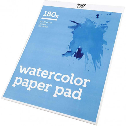 Aquarell-Papierblock, A3 297x420mm, 180g, 20 Blätter, Weiß Aquarell-Papierblock, A3 297x420mm, 180g, 20 Blätter, Weiß von Diverse