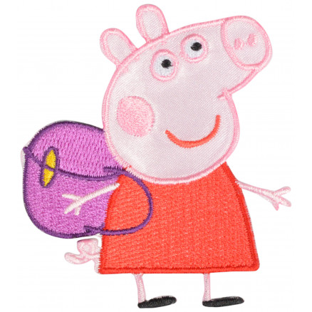 Aufbügeletikett Peppa Wutz mit Tasche 6,4 x 7,2 cm von Diverse