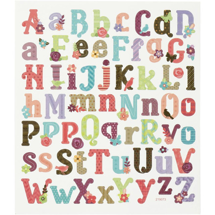 Aufkleber, Alphabet, Blatt 15x16,5 cm, 1 Blatt von Diverse