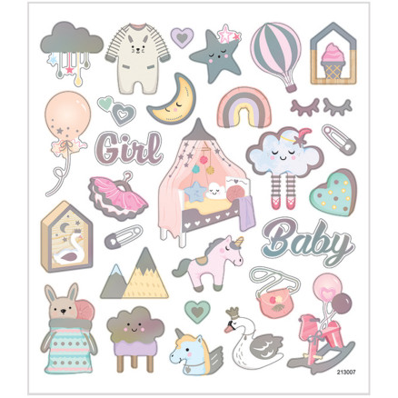 Aufkleber, Baby Mädchen, Blatt 15x16,5 cm, 1 Blatt von Diverse