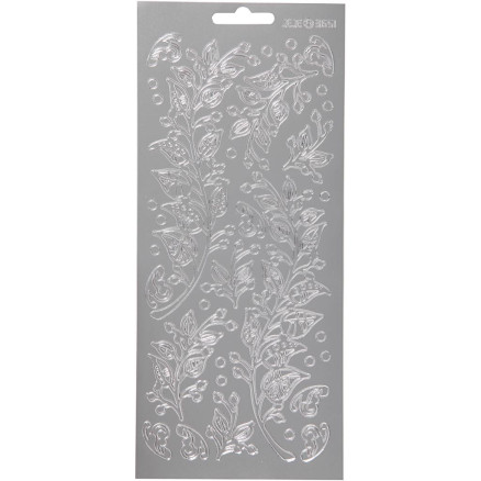 Aufkleber, Blätter, Blatt 10x23 cm, silber, 1 Blatt von Diverse