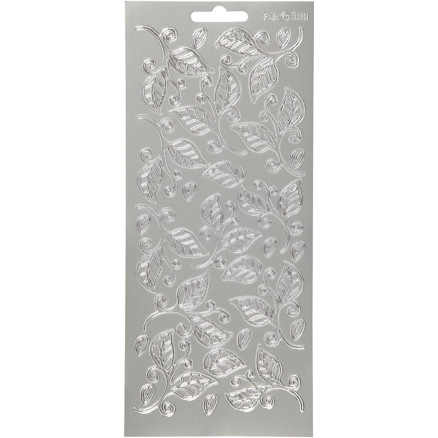 Aufkleber, Blätter, Blatt 10x23 cm, silber, 1 Blatt von Diverse