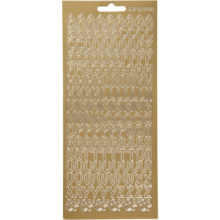 Aufkleber, Buchstaben, Blatt 10x23 cm, gold, 1 Blatt von Diverse