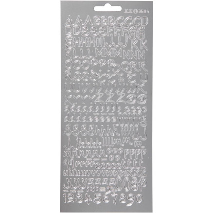 Aufkleber, Buchstaben, Blatt 10x23 cm, silber, 1 Blatt von Diverse