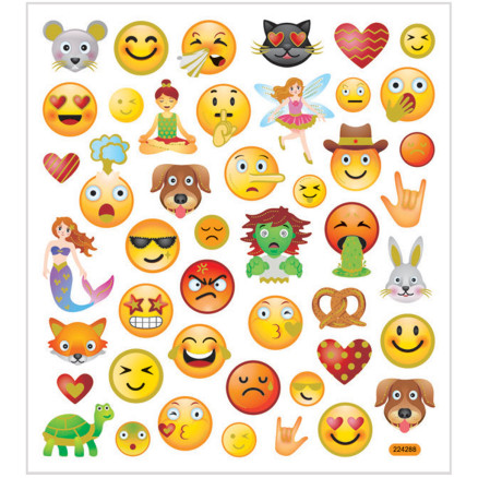 Aufkleber, Emojis, Blatt 15x16,5 cm, 1 Blatt von Diverse