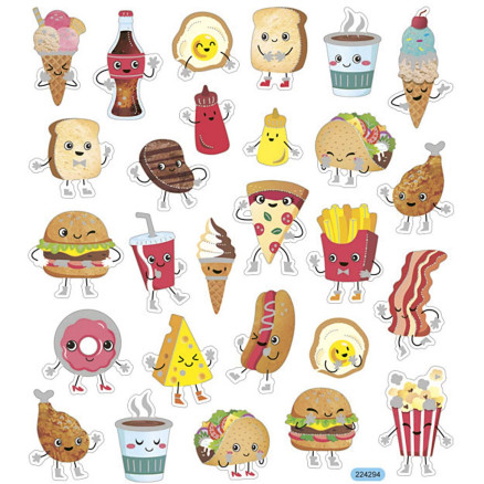 Aufkleber, Fast Food, Blatt 15x16,5 cm, 1 Blatt von Diverse