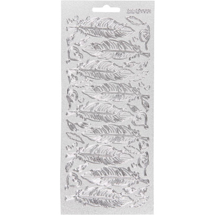 Aufkleber, Feder, Blatt 10x23 cm, silber, 1 Blatt von Diverse