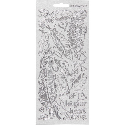 Aufkleber, Feder, Blatt 10x23 cm, silber, 1 Blatt von Diverse