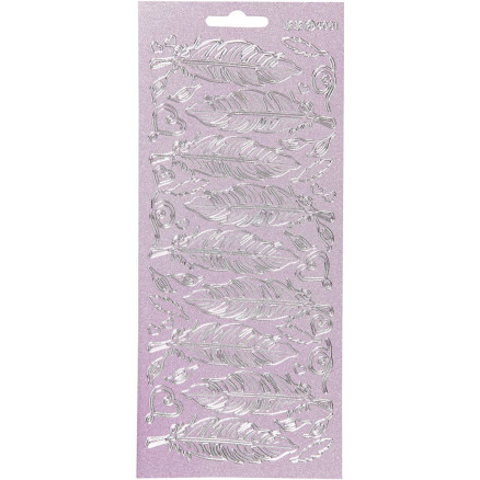 Aufkleber, Feder, Blatt 10x23 cm, silber, 1 Blatt Aufkleber, Feder, Blatt 10x23 cm, silber, 1 Blatt von Diverse
