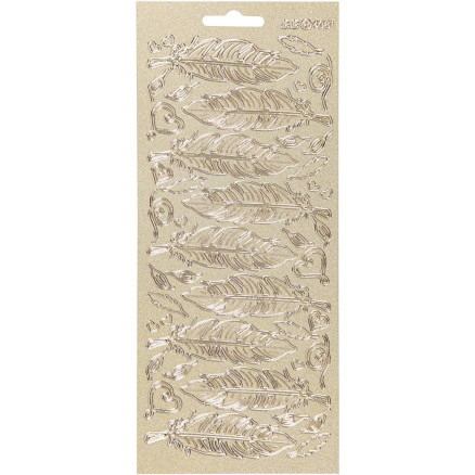 Aufkleber, Federn, Blatt 10x23 cm, gold, 1 Blatt von Diverse