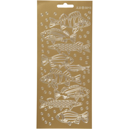 Aufkleber, Fisch, Blatt 10x23 cm, gold, 1 Blatt von Diverse