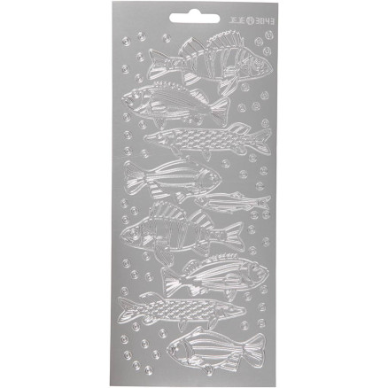 Aufkleber, Fisch, Blatt 10x23 cm, silber, 1 Blatt von Diverse
