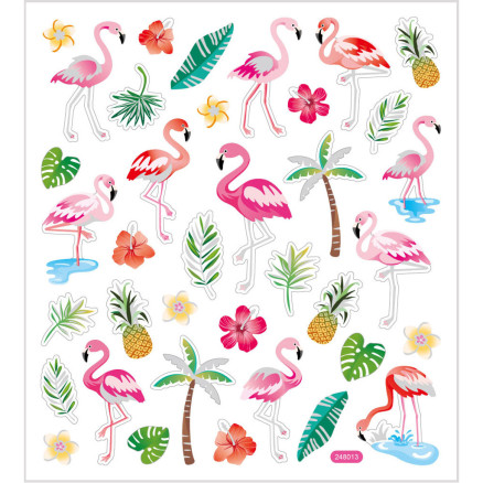 Aufkleber, Flamingo, Blatt 15x16,5 cm, 1 Blatt von Diverse