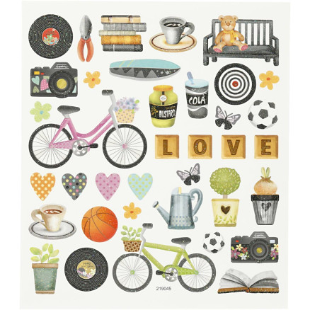 Aufkleber, Freizeit, Blatt 15x16,5 cm, 1 Blatt Aufkleber, Freizeit, Blatt 15x16,5 cm, 1 Blatt von Diverse