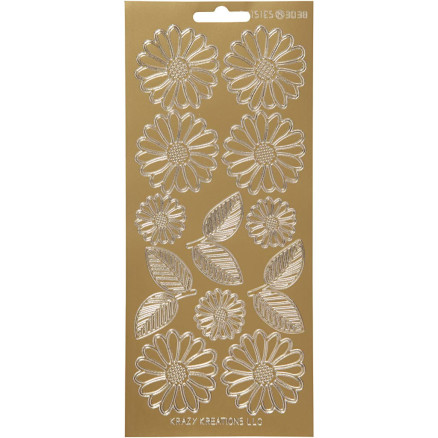Aufkleber, Gänseblümchen, Blatt 10x23 cm, gold, 1 Blatt von Diverse
