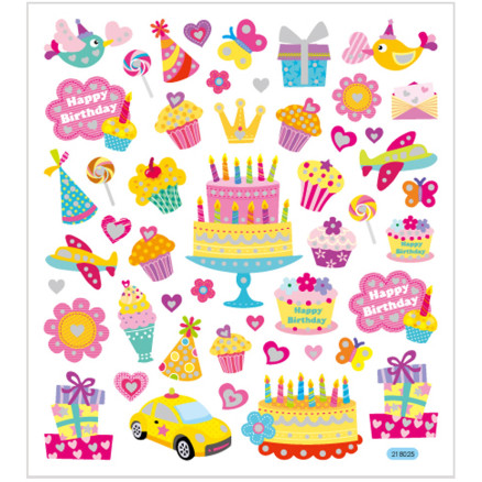 Aufkleber, Geburtstag, Blatt 15x16,5 cm, 1 Blatt von Diverse