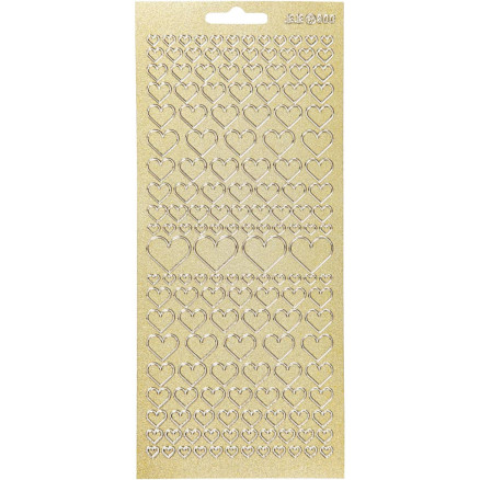 Aufkleber, Herzen, Blatt 10x23 cm, gold, 1 Blatt von Diverse