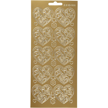 Aufkleber, Herzen, Blatt 10x23 cm, gold, 1 Blatt Aufkleber, Herzen, Blatt 10x23 cm, gold, 1 Blatt von Diverse