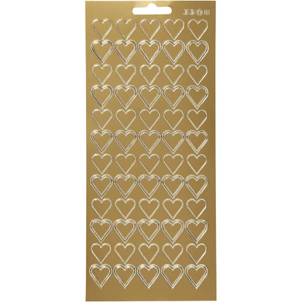 Aufkleber, Herzen, Blatt 10x23 cm, gold, 1 Blatt Aufkleber, Herzen, Blatt 10x23 cm, gold, 1 Blatt von Diverse
