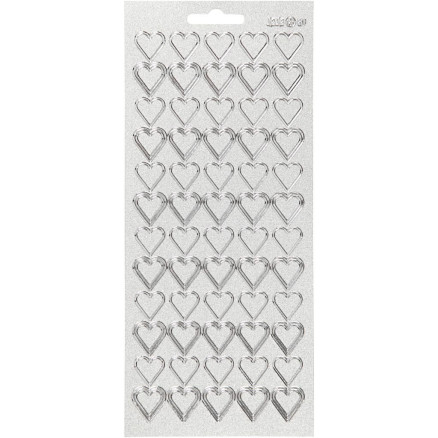 Aufkleber, Herzen, Blatt 10x23 cm, silber, 1 Blatt von Diverse