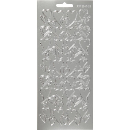 Aufkleber, Herzen, Blatt 10x23 cm, silber, 1 Blatt Aufkleber, Herzen, Blatt 10x23 cm, silber, 1 Blatt von Diverse