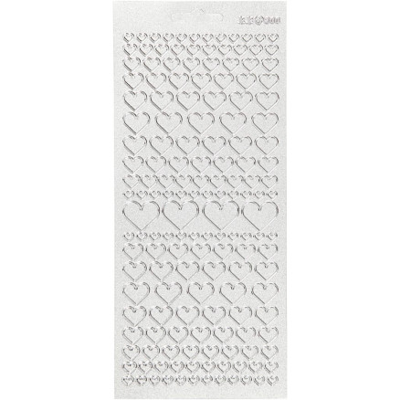 Aufkleber, Herzen, Blatt 10x23 cm, silber, 1 Blatt von Diverse