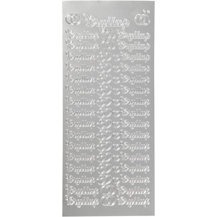 Aufkleber, Hochzeit, Blatt 10x23 cm, silber, 1 Blatt Aufkleber, Hochzeit, Blatt 10x23 cm, silber, 1 Blatt von Diverse