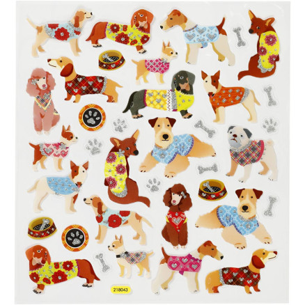 Aufkleber, Hunde, Blatt 15x16,5 cm, 1 Blatt von Diverse