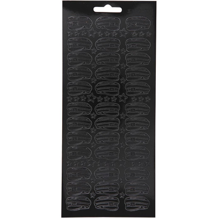 Aufkleber, Hut, Blatt 10x23 cm, schwarz, 1 Blatt von Diverse