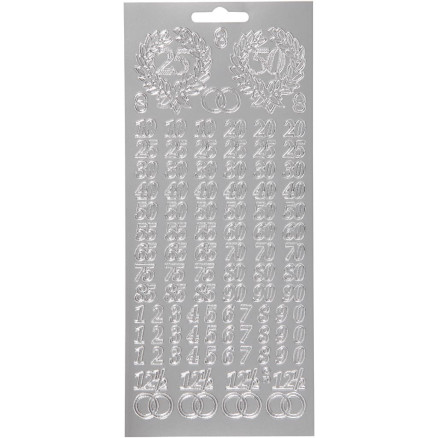 Aufkleber, Jubiläum, Blatt 10x23 cm, silber, 1 Blatt von Diverse