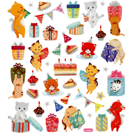 Aufkleber, Katze Geburtstag, Blatt 15x16,5 cm, 1 Blatt von Diverse