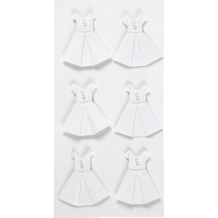 Aufkleber, Kleid, Größe 35x31 mm, weiß, 6 Stück / 1 Pk. von Diverse