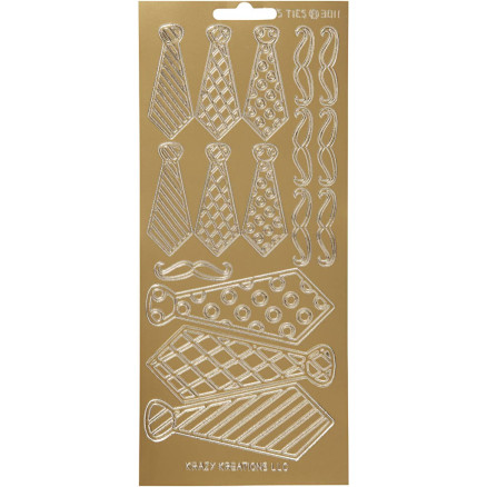 Aufkleber, Krawatte, Blatt 10x23 cm, gold, 1 Blatt von Diverse