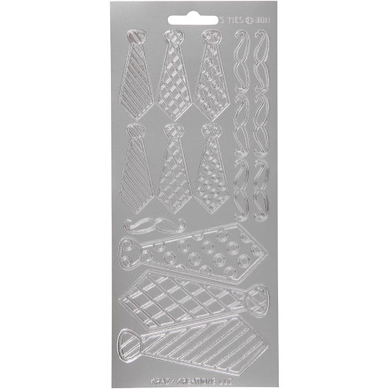 Aufkleber, Krawatte, Blatt 10x23 cm, silber, 1 Blatt von Diverse