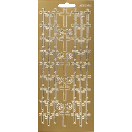 Aufkleber, Kreuz, Blatt 10x23 cm, gold, 1 Blatt von Diverse