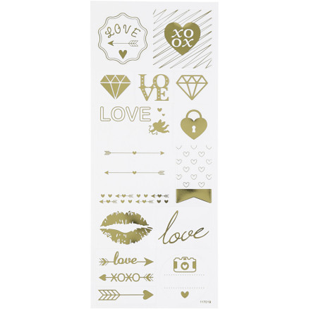 Aufkleber, Liebe, Blatt 10x24 cm, gold, 1 Blatt von Diverse