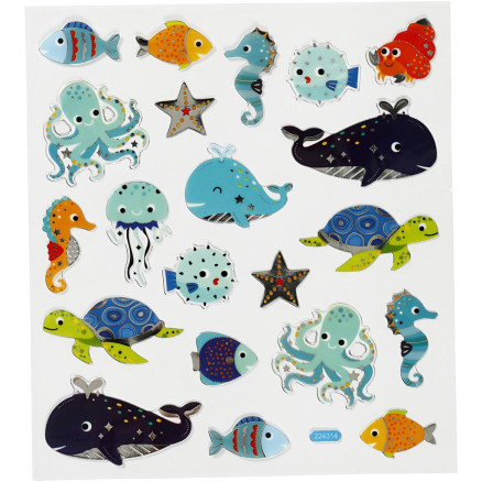 Aufkleber, Meerestiere, Blatt 15x16,5 cm, 1 Blatt von Diverse