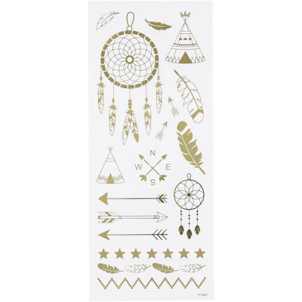 Aufkleber, Native American, Blatt 10x24 cm, gold, 1 Blatt von Diverse