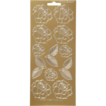Aufkleber, Rosen, Blatt 10x23 cm, gold, 1 Blatt Aufkleber, Rosen, Blatt 10x23 cm, gold, 1 Blatt von Diverse