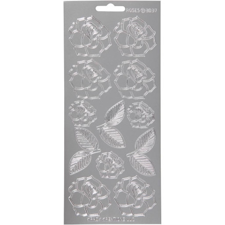 Aufkleber, Rosen, Blatt 10x23 cm, silber, 1 Blatt Aufkleber, Rosen, Blatt 10x23 cm, silber, 1 Blatt von Diverse