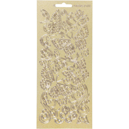 Aufkleber, Schmetterlinge, Blatt 10x23 cm, gold, 1 Blatt von Diverse