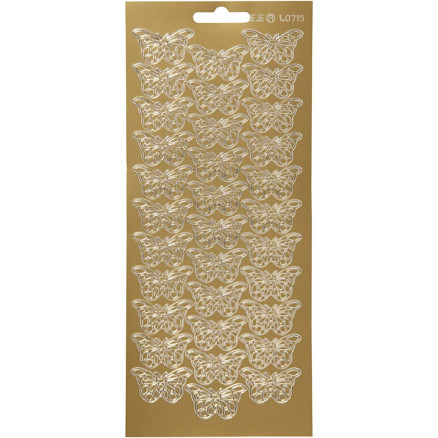 Aufkleber, Schmetterlinge, Blatt 10x23 cm, gold, 1 Blatt Aufkleber, Schmetterlinge, Blatt 10x23 cm, gold, 1 Blatt von Diverse