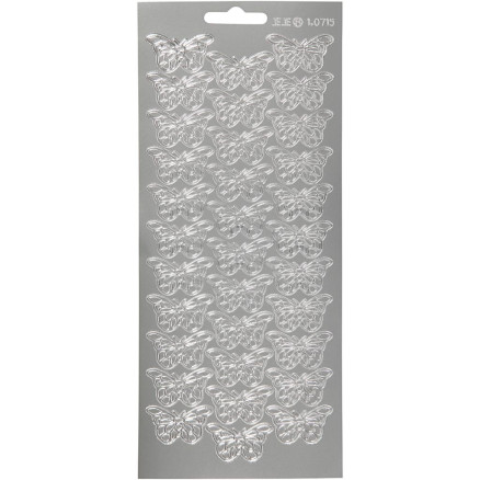 Aufkleber, Schmetterlinge, Blatt 10x23 cm, silber, 1 Blatt von Diverse